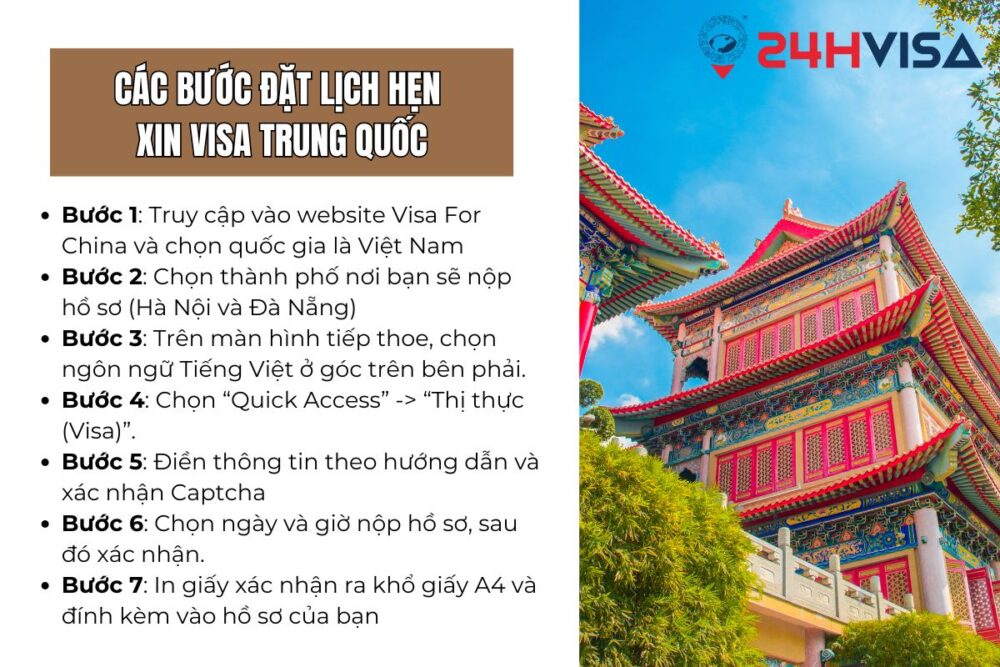 Cách đặt lịch hẹn khi xin Visa Trung Quốc online