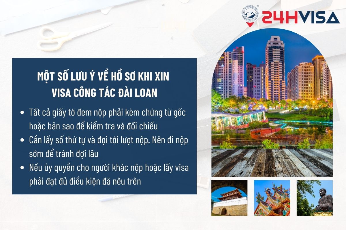 Lưu ý về bộ hồ sơ trong thủ tục xin Visa công tác Đài Loan 