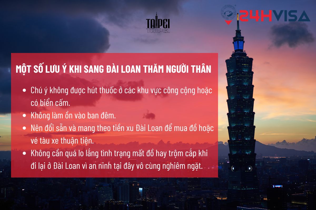 Một số lưu ý khi sang Đài Loan thăm người thân 