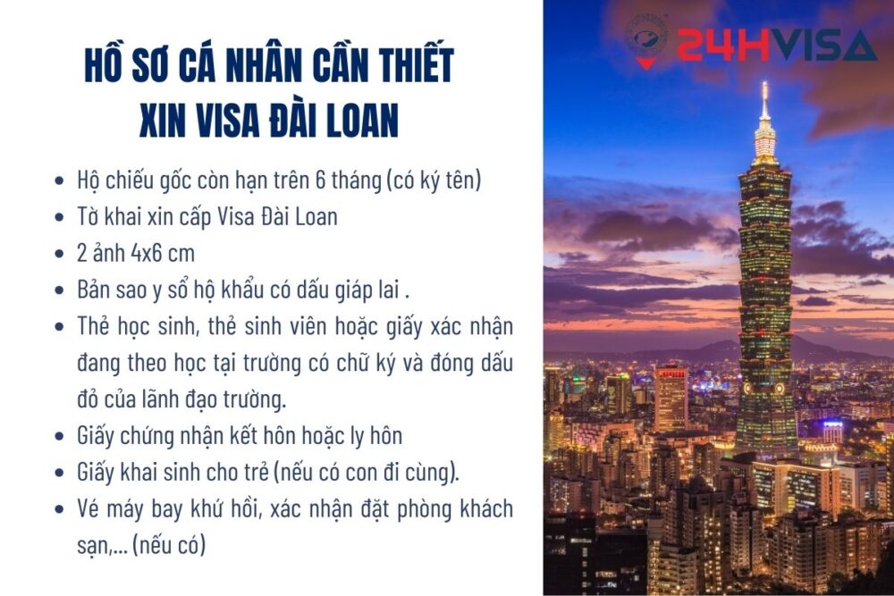 Hồ sơ đầy đủ của đương đơn khi xin Thị thực Đài Loan