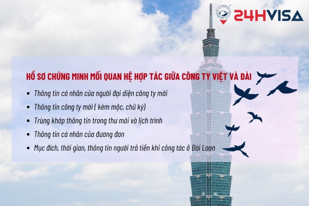 Hồ sơ cần chứng minh mối quan hệ giữa công ty Việt Nam và Đài Loan