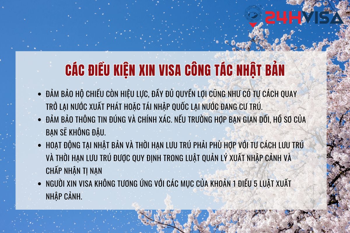 Một số điều kiện cần có đủ để xin Visa công tác Nhật Bản