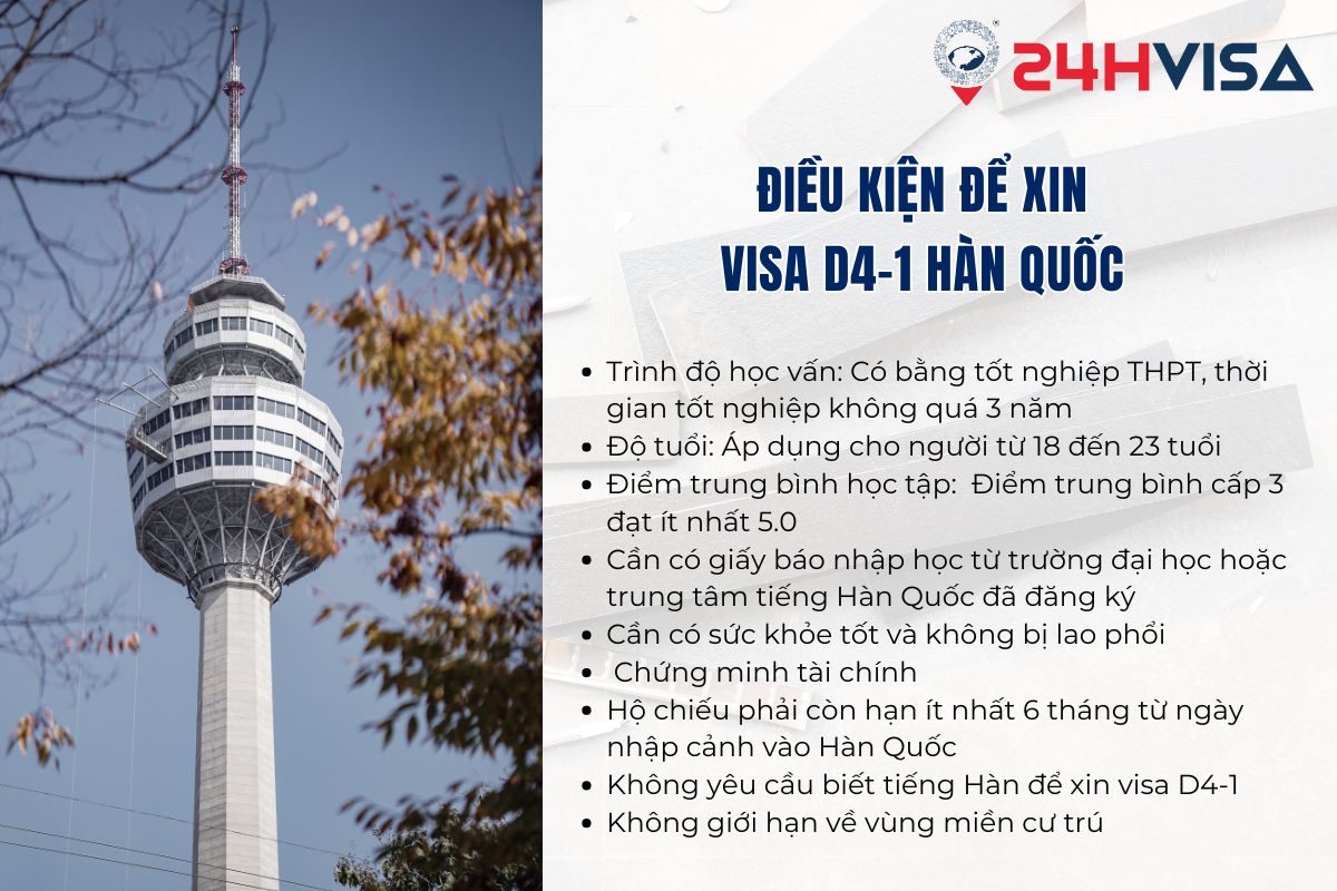 Các điều kiện để xin Visa D4-1 Hàn Quốc tổng hợp bởi 24H Visa