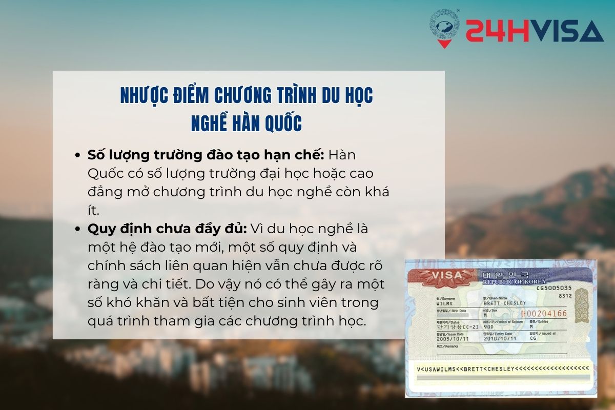 Một vài nhược điểm trong hình thức du học nghề Hàn Quốc