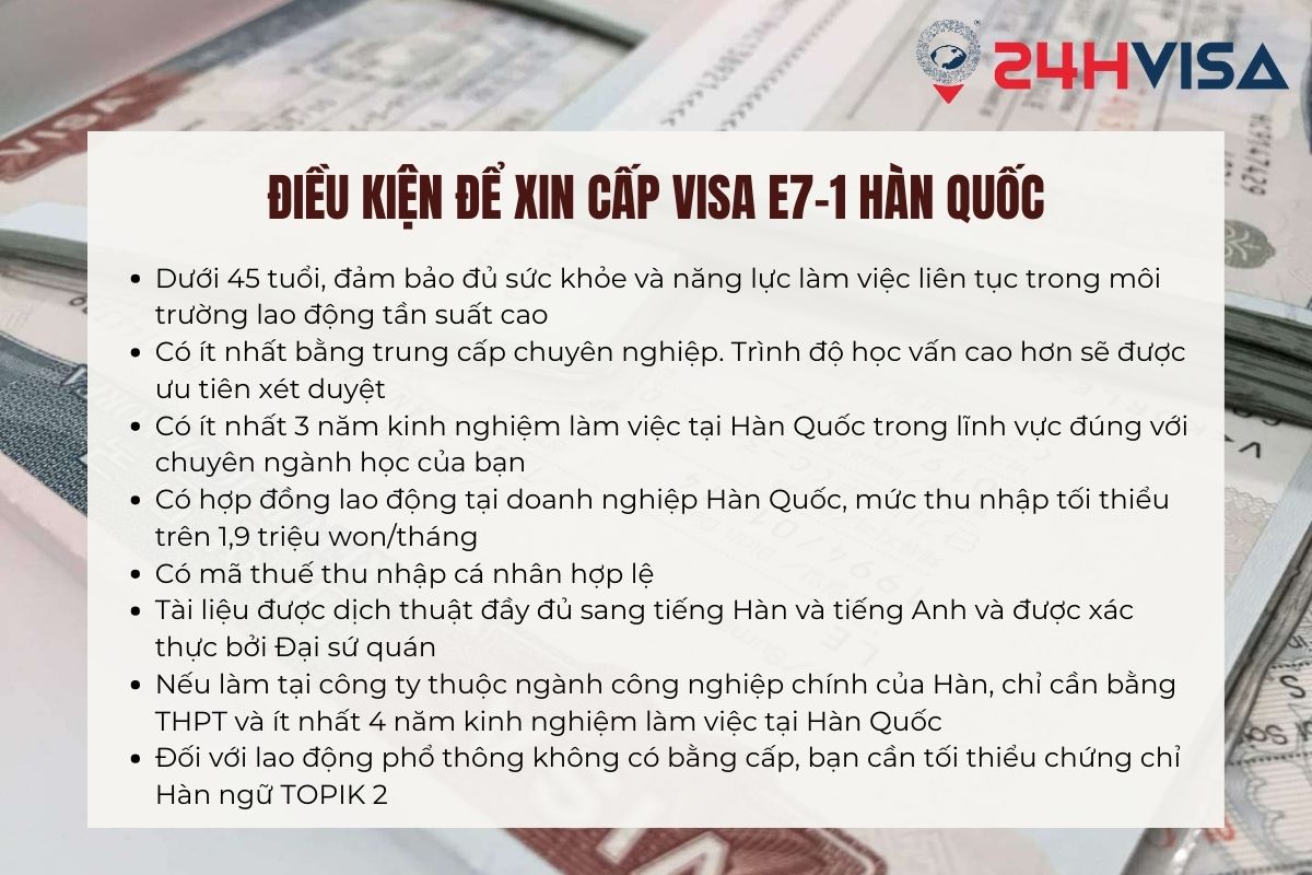 Tất tần tật những điều kiện cần và đủ để xin cấp Visa E7-1 Hàn Quốc