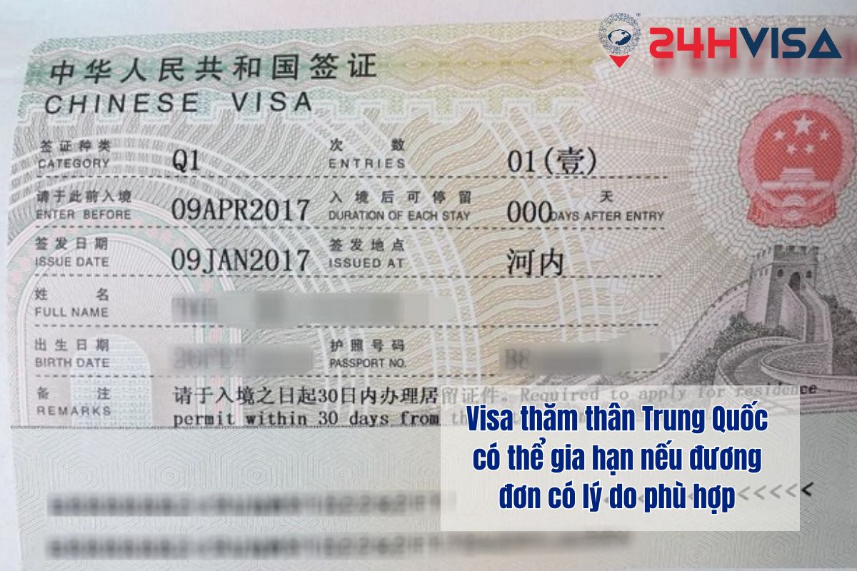 Visa thăm thân Trung Quốc có thể gia hạn nếu đương đơn có lý do phù hợp