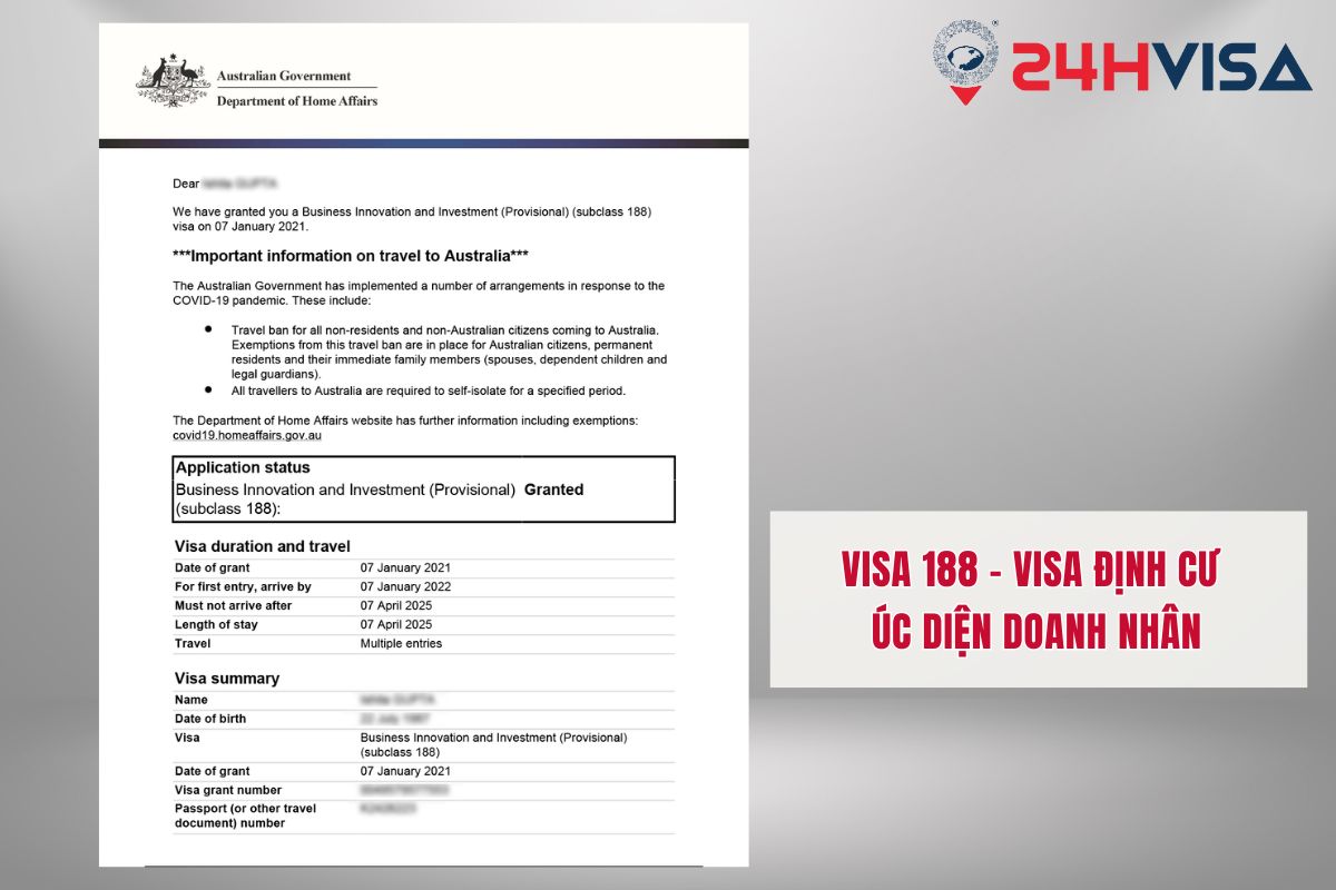 Visa Úc 188 là loại Visa thường trú dành cho doanh nhân