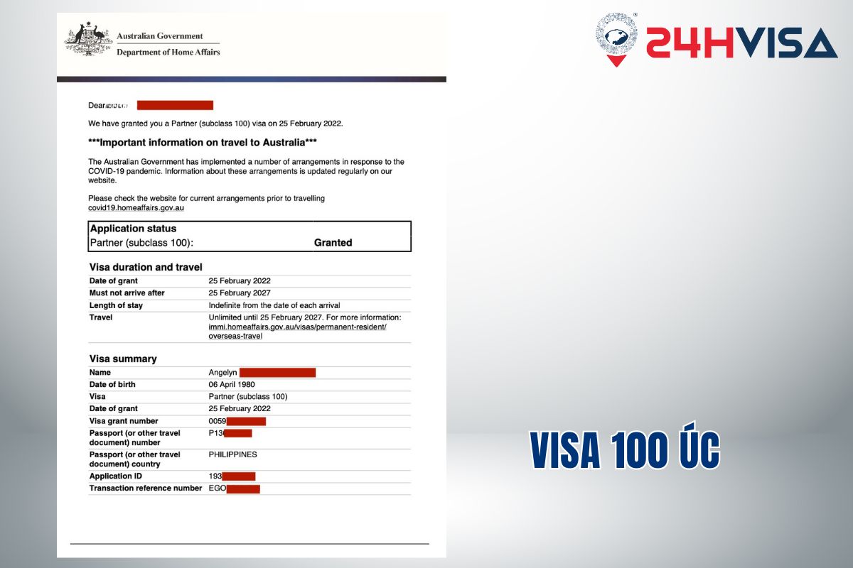 Đương đơn sẽ được cấp Visa 100 định cư lâu dài tại Úc nếu đủ điều kiện