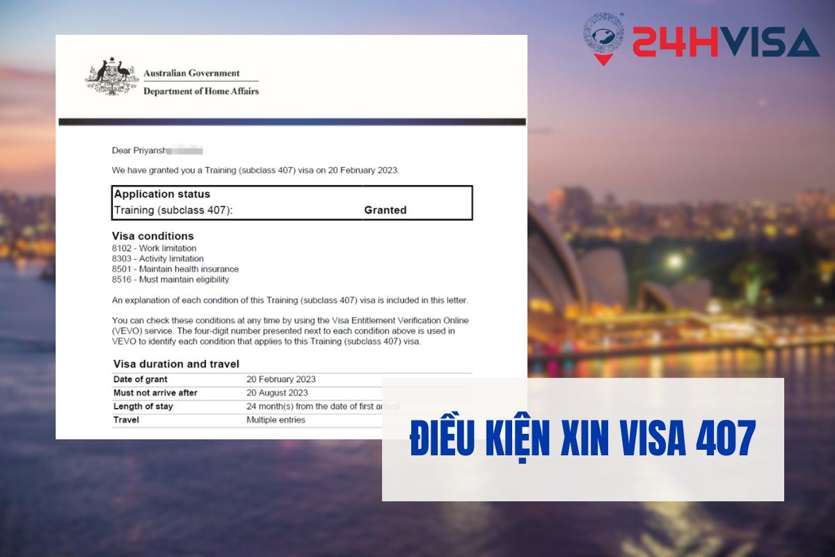 Điều kiện xin Visa 407