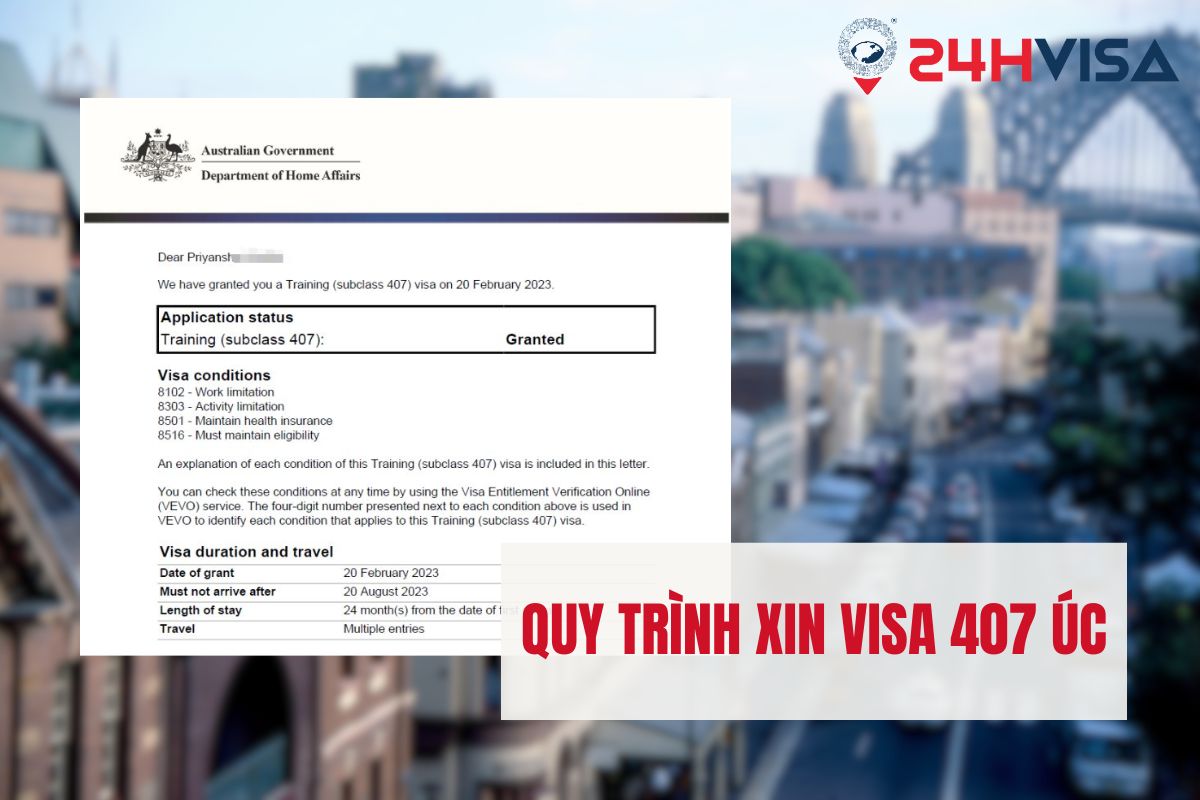 Quy trình thủ tục xin Visa 407 Úc bao gồm 8 bước