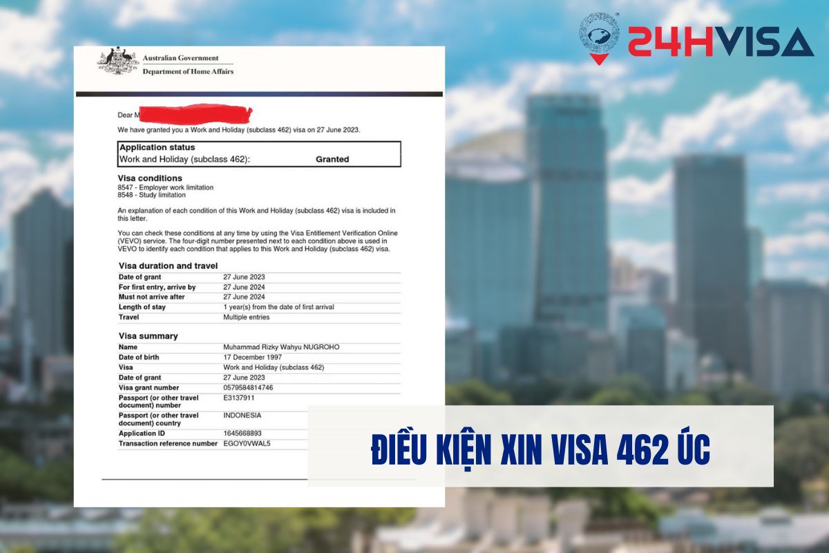 Điều kiện xin Visa 462 Úc