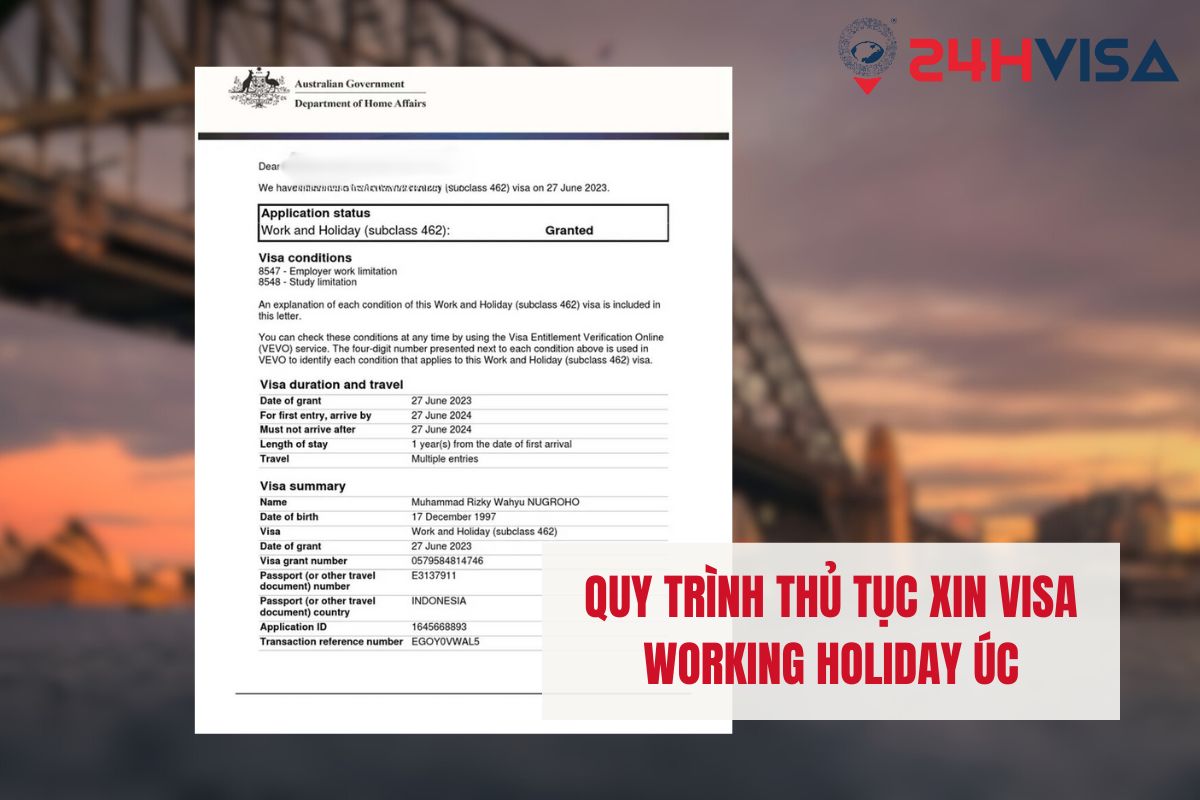 Quy trình thủ tục xin Visa Working Holiday Úc trải qua 7 bước