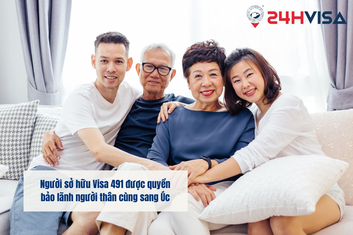 Người sở hữu Visa 491 được quyền bảo lãnh người thân cùng sang Úc